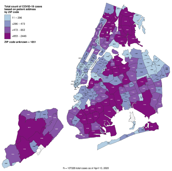 Feingold Medical Legal - Number of COVID-19 Cases in New York as of April 13, 2020