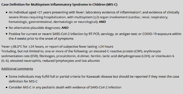 Feingold Medical Legal - Case Definition for Multisystem Inflammatory Syndrome in Children (MIS-C)